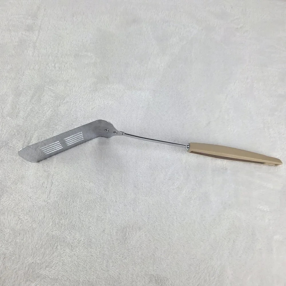 Vintage Japan Stainless Steel Slotted Spatula Turner MCM Plastic Almond Handle